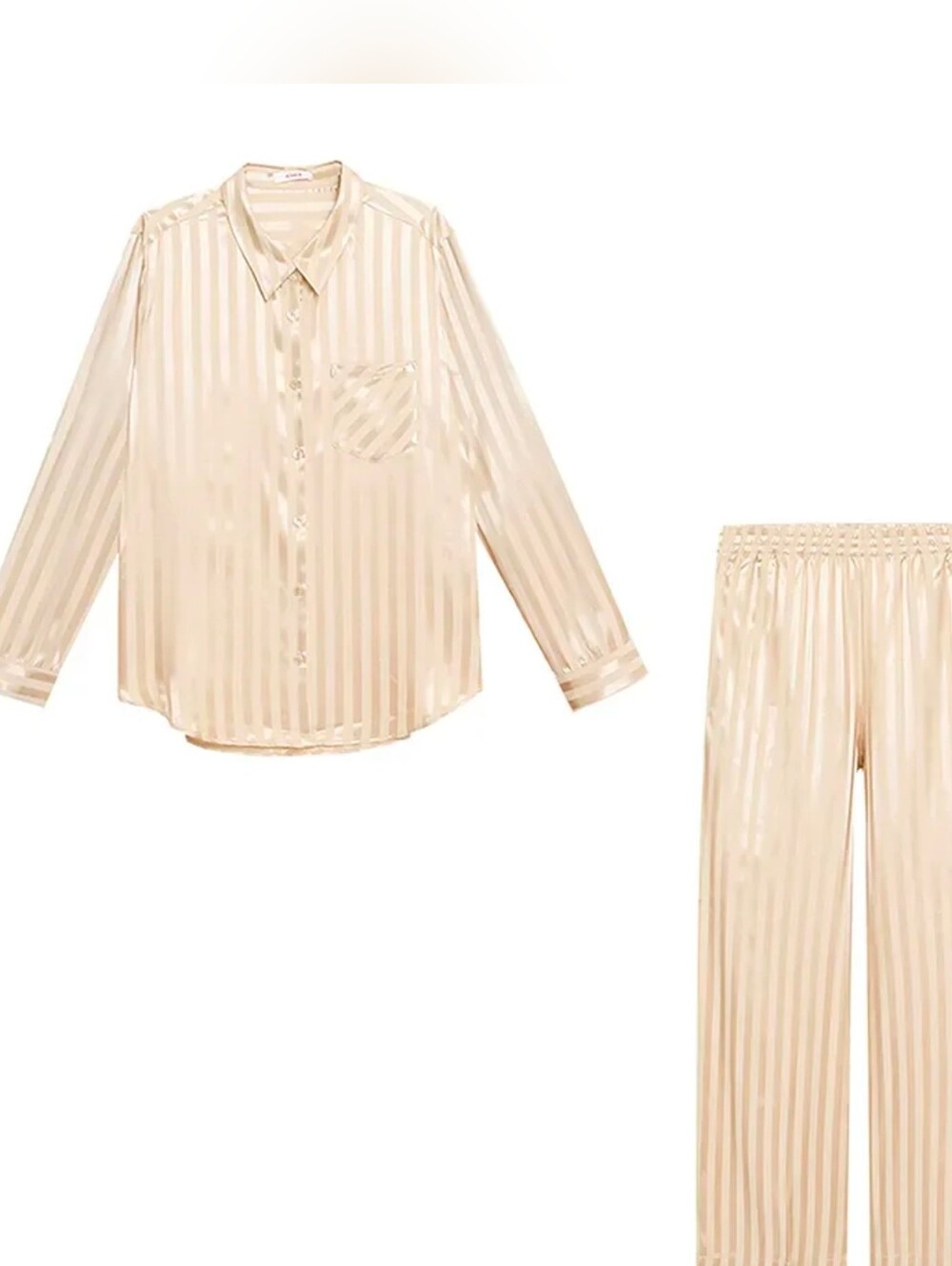 Aimer Silky Striped Pajama Set in Champagne Size Small - Picture 3 of 16